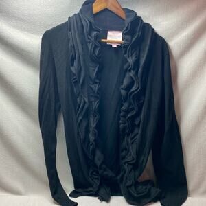 Romeo & Juliet Couture black ruffle front cardigan size medium